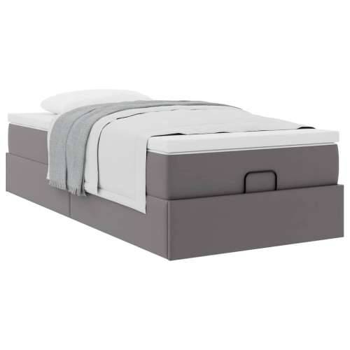 Otomanski okvir kreveta s madracem sivi 90x200cm umjetna koža - Siva 90 x 200 cm Cijena