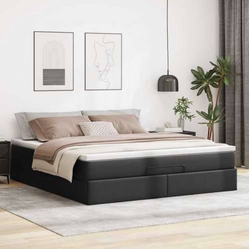 Otomanski okvir kreveta s madracem crni 160x200cm umjetna koža - Crna 160 x 200 cm Cijena