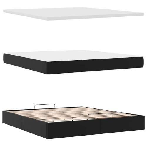 Otomanski okvir kreveta s madracem crni 160x200cm umjetna koža - Crna 160 x 200 cm Cijena
