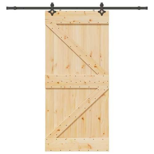 Klizna vrata s priborom za montažu 90 x 210 cm masivna borovina - 90 x 210 cm (213.5 cm) 1 Trokutasti Cijena