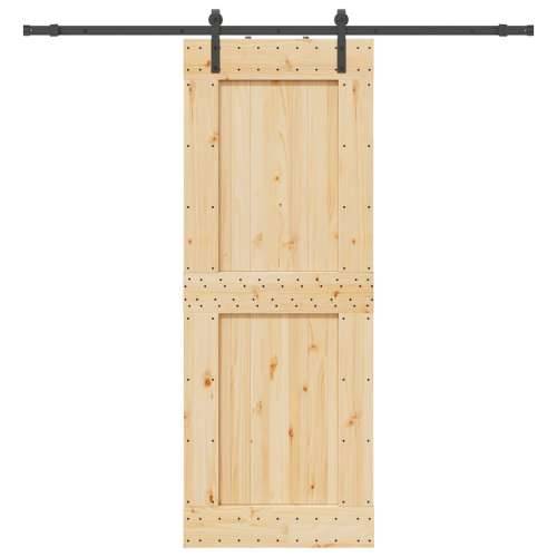 Klizna vrata s priborom za montažu 85 x 210 cm masivna borovina - 85 x 210 cm (213.5 cm) 1 Četvrtasto Cijena