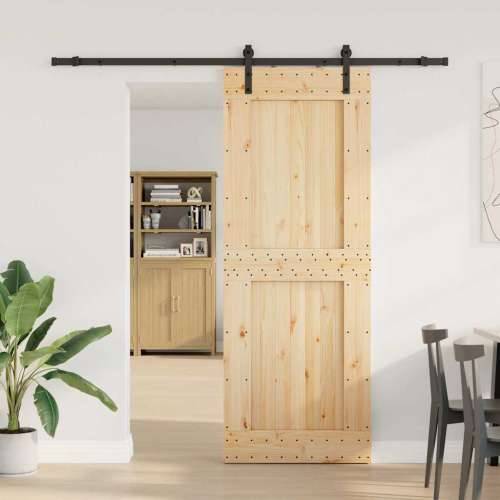 Klizna vrata s priborom za montažu 85 x 210 cm masivna borovina - 85 x 210 cm (213.5 cm) 1 Četvrtasto Cijena