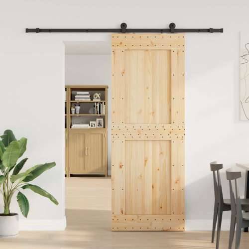 Klizna vrata s priborom za montažu 85 x 210 cm masivna borovina - 85 x 210 cm (213.5 cm) 1 Četvrtasto Cijena