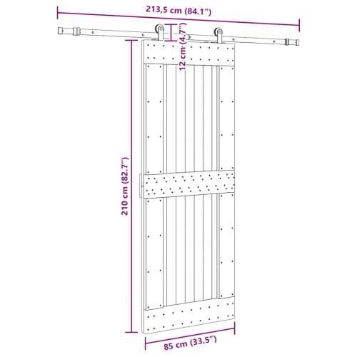 Klizna vrata s priborom za montažu 85 x 210 cm masivna borovina - 85 x 210 cm (213.5 cm) 1 Četvrtasto Cijena