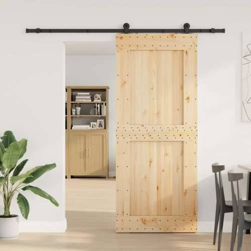 Klizna vrata s priborom za montažu 95 x 210 cm masivna borovina - 95 x 210 cm (213.5 cm) 1 Četvrtasto Cijena