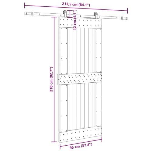 Klizna vrata s priborom za montažu 95 x 210 cm masivna borovina - 95 x 210 cm (213.5 cm) 1 Četvrtasto Cijena