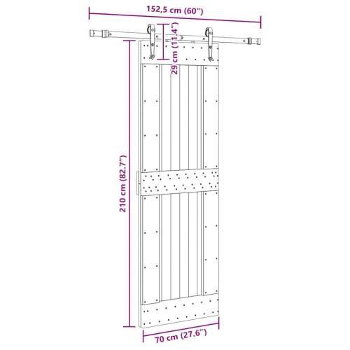 Klizna vrata s priborom za montažu 70 x 210 cm masivna borovina - 70 x 210 cm (152.5 cm) 1 Četvrtasto Cijena