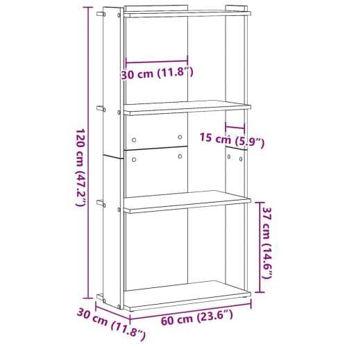 Regal za knjige s 3 razina boja staro drvo 60x30x120 cm drveni - Staro drvo 60 x 30 x 120 cm 1 Cijena