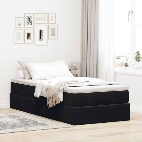 Otomanski okvir kreveta s madraca crni 100x200cm baršunasti - Crna 100 x 200 cm Cijena