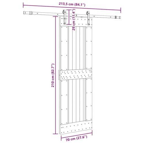 Klizna vrata s priborom za montažu 70 x 210 cm masivna borovina - 70 x 210 cm (213.5 cm) 1 Četvrtasto Cijena