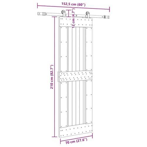 Klizna vrata s priborom za montažu 70 x 210 cm masivna borovina - 70 x 210 cm (152.5 cm) 1 Četvrtasto Cijena