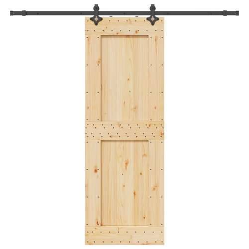 Klizna vrata s priborom za montažu 80 x 210 cm masivna borovina - 80 x 210 cm (213.5 cm) 1 Četvrtasto Cijena