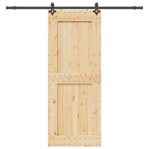Klizna vrata s priborom za montažu 90 x 210 cm masivna borovina - 90 x 210 cm (213.5 cm) 1 Četvrtasto Cijena