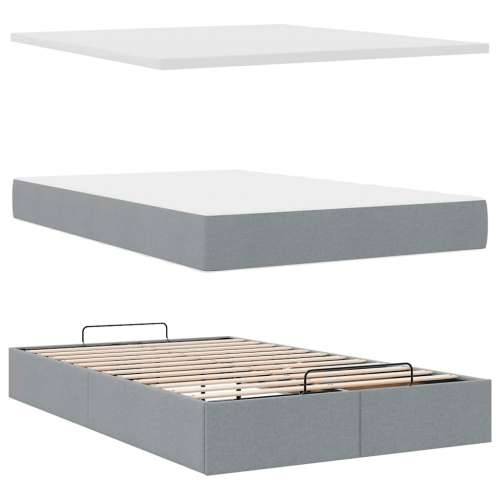 Otomanski krevet s madracem svjetlosivi 120x190 cm tkanine - Svjetlosiva 120 x 190 Cijena