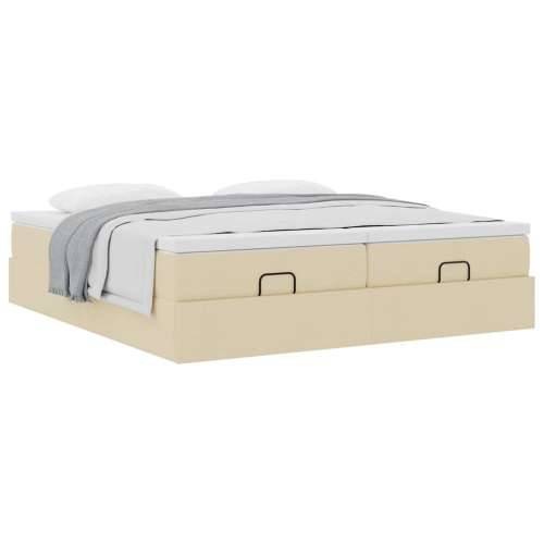 Otomanski okvir kreveta s madracima krem 200x200cm od tkanine - Krema 200 x 200 cm Cijena