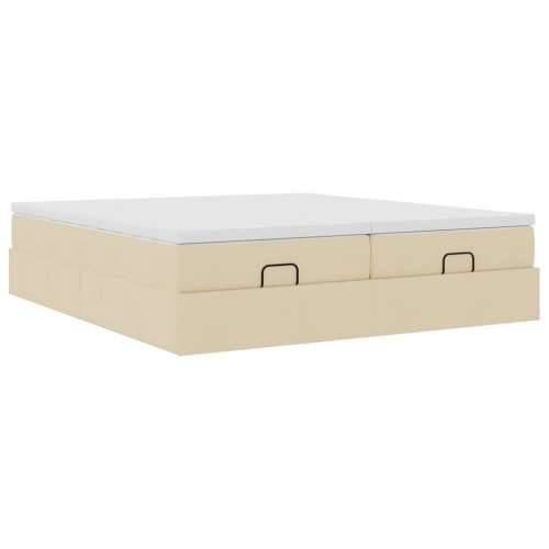 Otomanski okvir kreveta s madracima krem 200x200cm od tkanine - Krema 200 x 200 cm Cijena