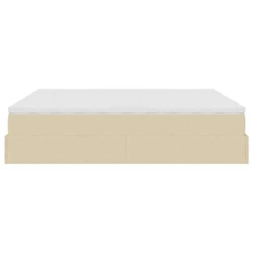 Otomanski okvir kreveta s madracima krem 200x200cm od tkanine - Krema 200 x 200 cm Cijena