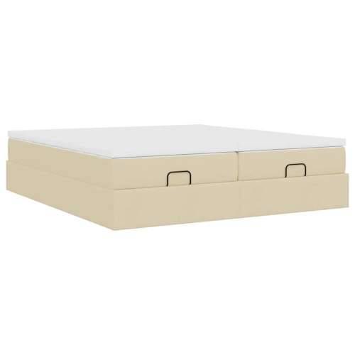 Otomanski okvir kreveta s madracima krem 200x200cm od tkanine - Krema 200 x 200 cm Cijena
