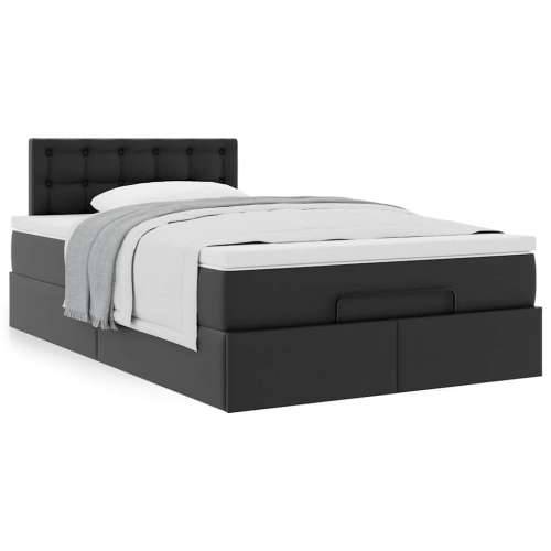 Otomanski okvir kreveta s madracem crni 120x190cm umjetna koža - Crna 120 x 190 cm Cijena