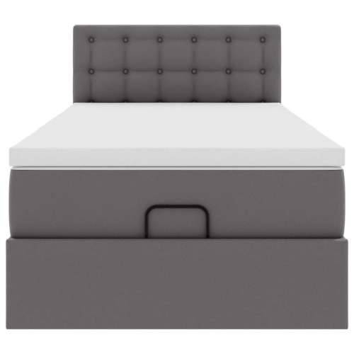 Otomanski okvir kreveta s madracem sivi 90x200cm umjetna koža - Siva 90 x 200 cm Cijena