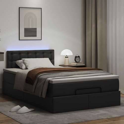 Otomanski krevet s madracima i LED crni 120x190cm umjetna koža - Crna 120 x 190 cm Cijena