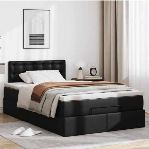 Otomanski krevet s madracima i LED crni 120x190cm umjetna koža - Crna 120 x 190 cm Cijena
