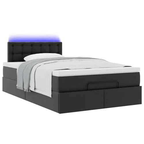Otomanski krevet s madracima i LED crni 120x190cm umjetna koža - Crna 120 x 190 cm Cijena