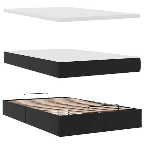 Otomanski krevet s madracima i LED crni 120x190cm umjetna koža - Crna 120 x 190 cm Cijena