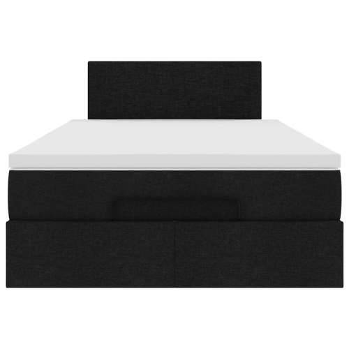 Otomanski krevet madracem i LED crna 120x190 cm tkanina - Crna 120 x 190 cm Gladak dizajn Cijena