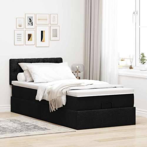 Otomanski krevet s madracem i LED crna 80x200cm tkanina - Crna 80 x 200 cm Dizajn s gumbima Cijena