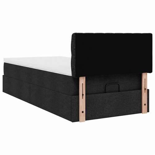Otomanski krevet s madracem i LED crna 80x200cm tkanina - Crna 80 x 200 cm Dizajn s gumbima Cijena