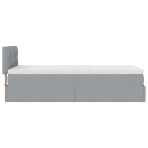 Otomanski krevet s madracem&LED svijetlosivi 90x200 cm tkanine - Svjetlosiva 90 x 200 cm Dizajn s gumbima Cijena
