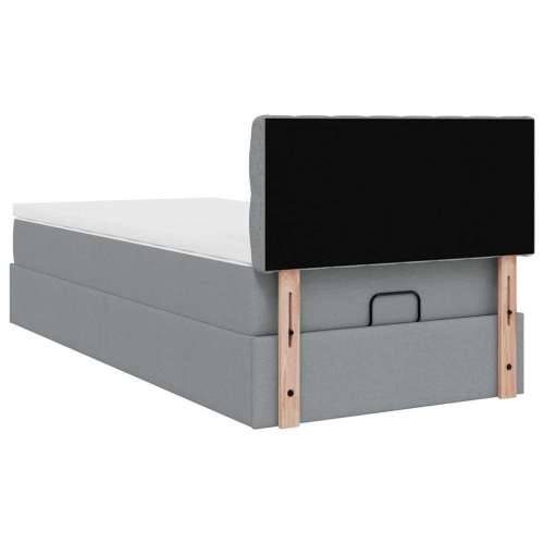 Otomanski krevet s madracem&LED svijetlosivi 90x200 cm tkanine - Svjetlosiva 90 x 200 cm Dizajn s gumbima Cijena