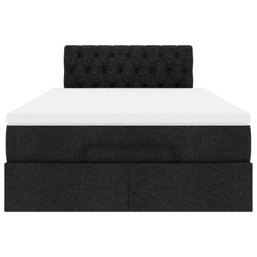 Otomanski krevet madracem i LED crna 120x190 cm tkanina - Crna 120 x 190 cm Dizajn s gumbima Cijena