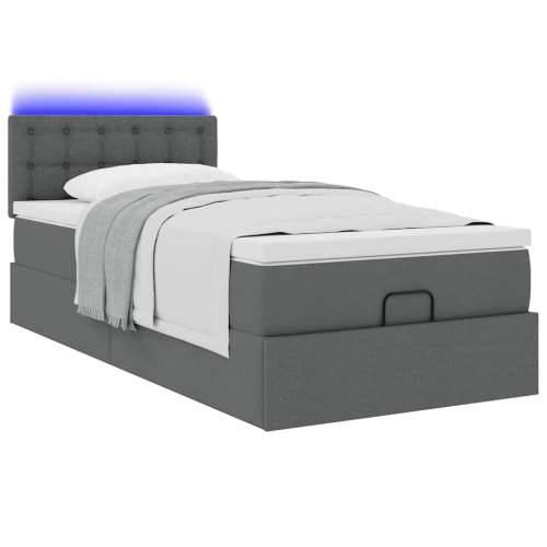 Otomanski krevet s madracem i LED tamnosivi 80x200cm tkanina - Tamno siva 80 x 200 cm gumbi Cijena