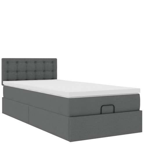 Otomanski krevet s madracem i LED tamnosivi 80x200cm tkanina - Tamno siva 80 x 200 cm gumbi Cijena