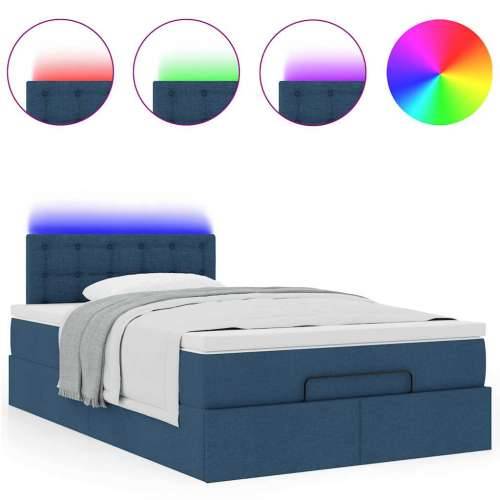 Otomanski krevet s madracem i LED plavi 120x200 cm tkanine - Plava 120 x 200 cm gumbi Cijena