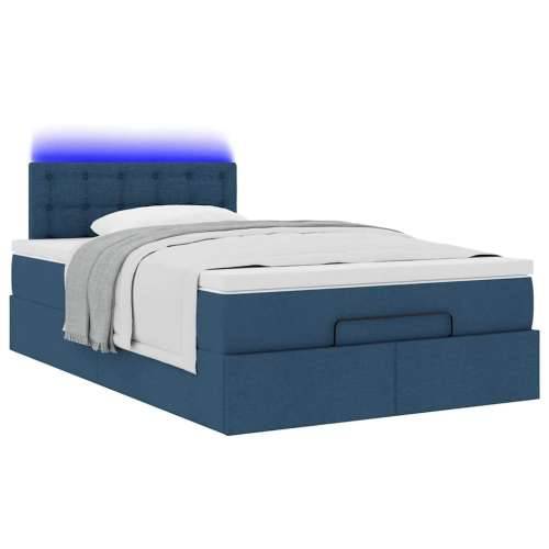Otomanski krevet s madracem i LED plavi 120x200 cm tkanine - Plava 120 x 200 cm gumbi Cijena