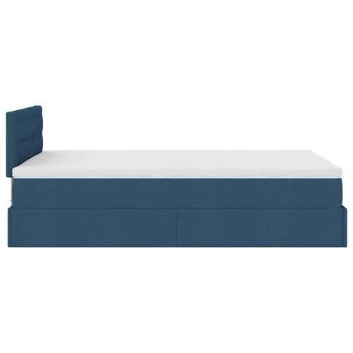 Otomanski krevet s madracem i LED plavi 120x200 cm tkanine - Plava 120 x 200 cm gumbi Cijena