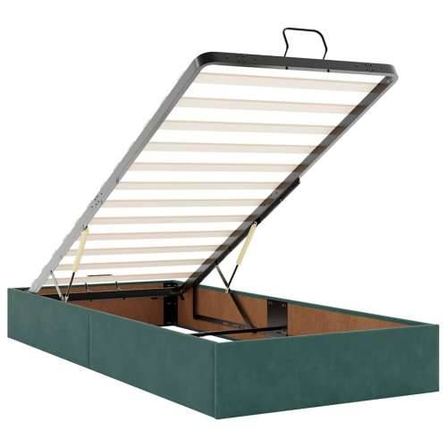 Otomanski krevet s madracem i LED tamnozeleni 90x200 cm baršun - Tamnozelena 90 x 200 cm Dizajn s gumbima Cijena