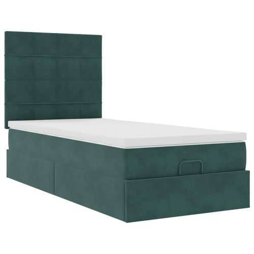Okvir kreveta s madracima tamnozeleni 90x200cm baršunasti - Tamnozelena 90 x 200 cm Blok s kvadratima Cijena