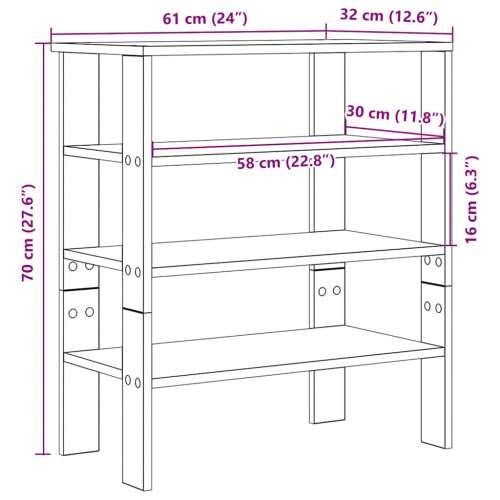 Stalak za cipele boja hrasta 61x32x70 cm konstruirano drvo - Sivi hrast sonoma 1 70 cm Cijena