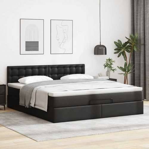 Otomanski okvir kreveta s madracem crni 160x200cm umjetna koža - Crna 160 x 200 cm Cijena
