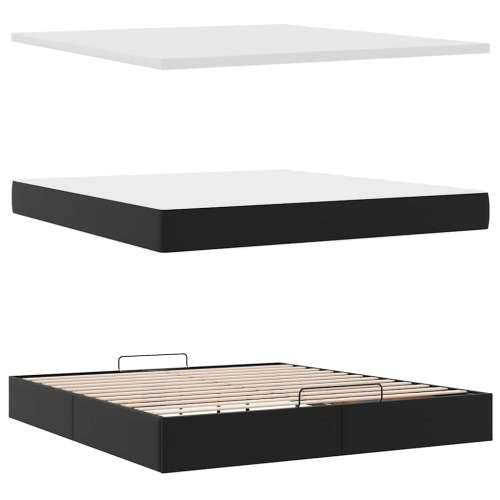 Otomanski okvir kreveta s madracem crni 160x200cm umjetna koža - Crna 160 x 200 cm Cijena