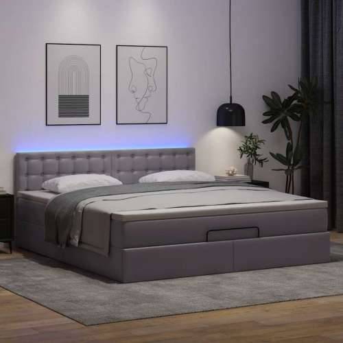 Otomanski krevet s madracima i LED sivi 180x200 cm umjetna koža - Siva 180 x 200 cm Cijena