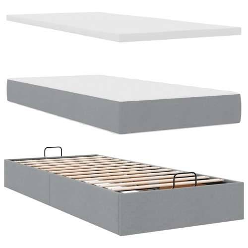 Otomanski krevet s madracem svijetlosivi 100x200 cm tkanine - Svjetlosiva 100 x 200 cm Gladak dizajn Cijena