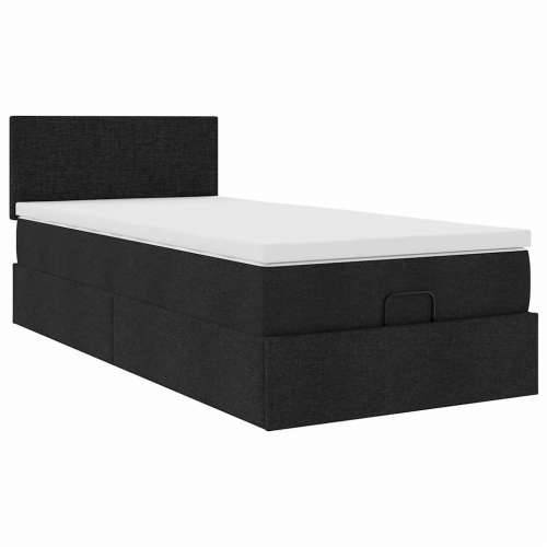 Otomanski krevet s madracem crni 100x200 cm tkanine - Crna 100 x 200 cm Gladak dizajn Cijena