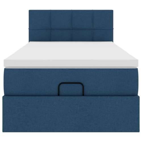 Otomanski krevet s madracem i LED plavi 90x200 cm tkanine - Plava 90 x 200 cm Blok s kvadratima Cijena