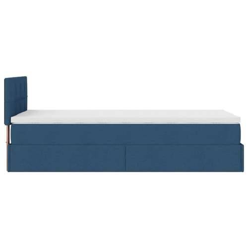 Otomanski krevet s madracem i LED plavi 90x200 cm tkanine - Plava 90 x 200 cm Blok s kvadratima Cijena