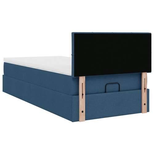 Otomanski krevet s madracem i LED plavi 90x200 cm tkanine - Plava 90 x 200 cm Blok s kvadratima Cijena